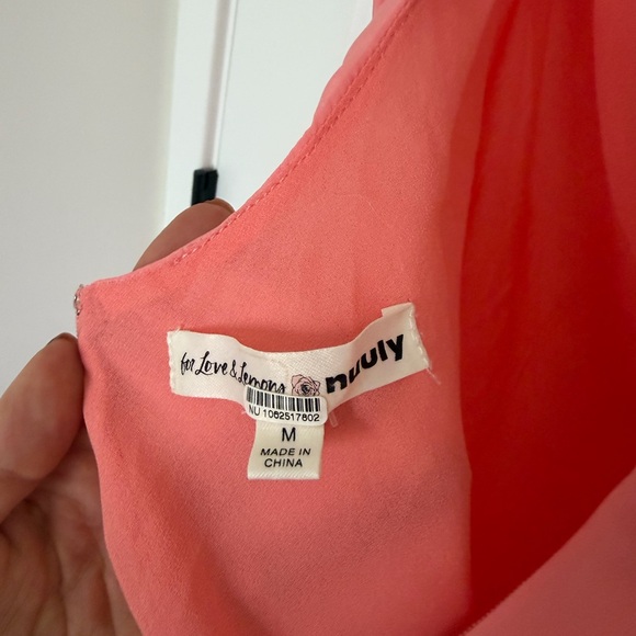 NWOT For Love And Lemons Strapless Pink Dress Ribbon Lace Bow Ruffle - Picture 8 of 8